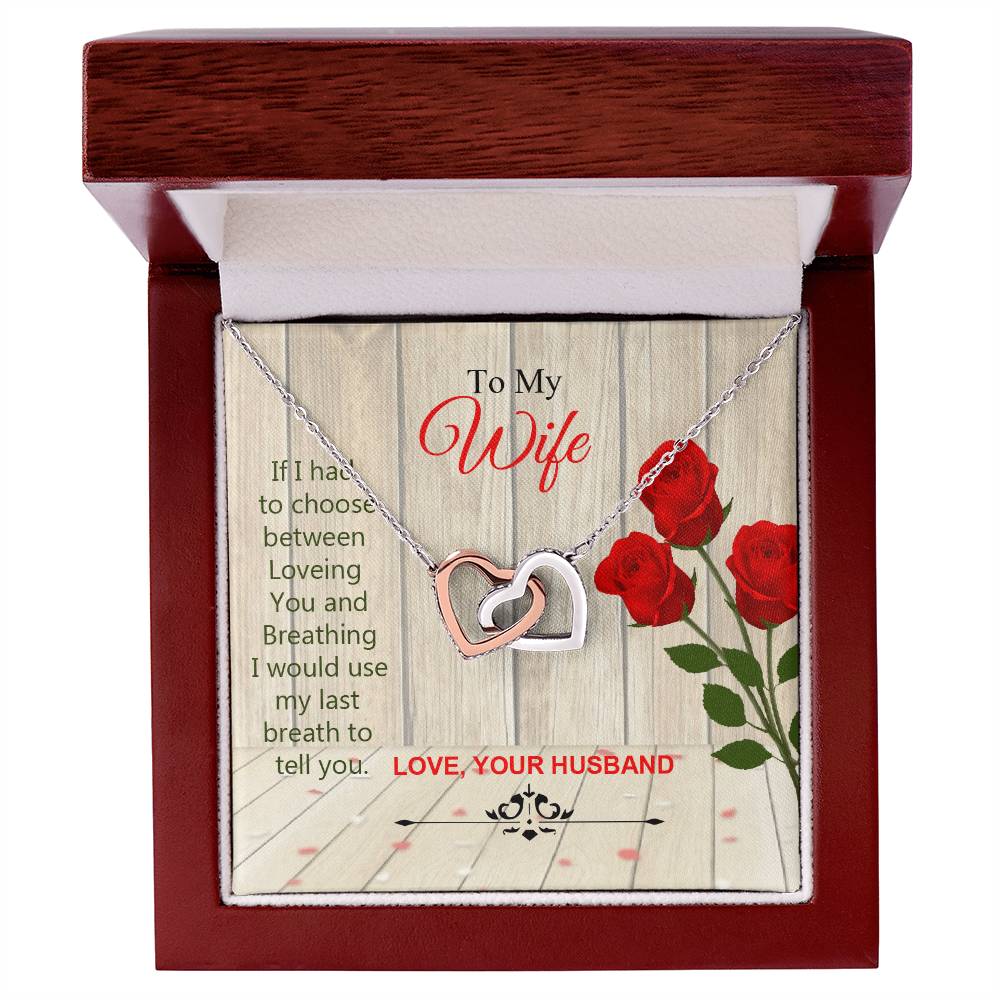 To My Wife Interlocked Beautiful Necklace Gift For Wife Love Your Husband. Interlocking Hearts Necklace