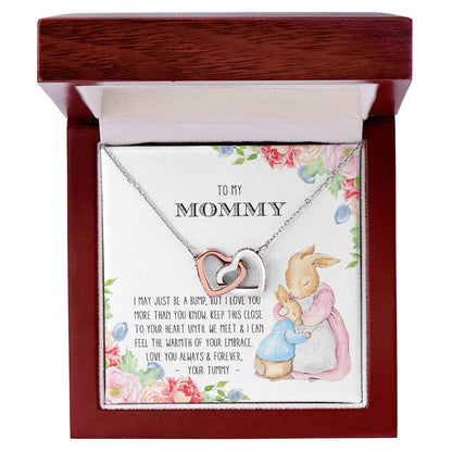 To My Mommy - Expecting Mom Heart Necklace Interlocking Hearts Necklace