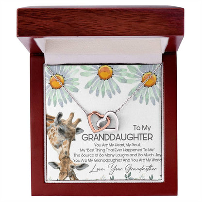 To My Granddaughter Interlocking Hearts Necklace Message Card
