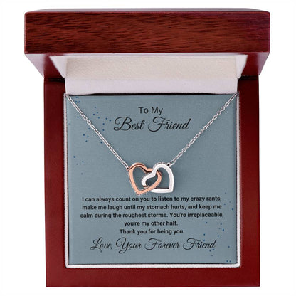 Best Friend Listening Necklace Interlocking Hearts Necklace