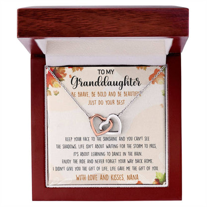 To My Granddaughter Interlocking Hearts Necklace Message Card