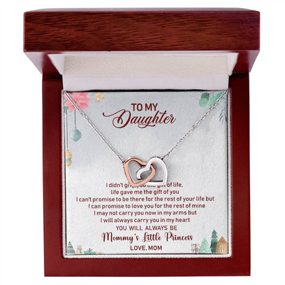 To My Daughter Interlocking Hearts Necklace Message Card
