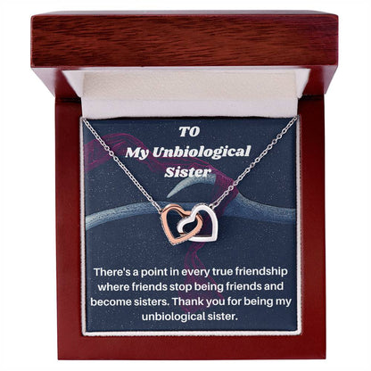 Unbiological Sister Gift Best Friend Necklace Big Little Sorority Soul Sister Bridesmaid Gift 14Kt Gold Filled Interlocking Hearts Necklace