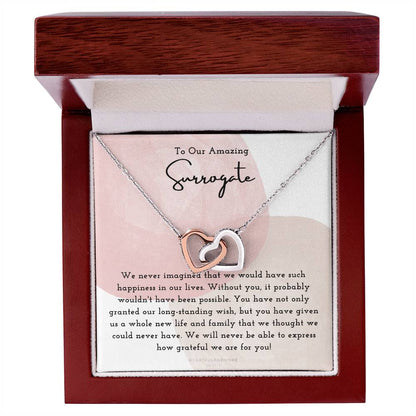 Surrogate Appreciation Gift Surrogate Gift Surrogate Gift With Message Card Surrogate Transfer Day Thank You Gift Interlocking Hearts Necklace