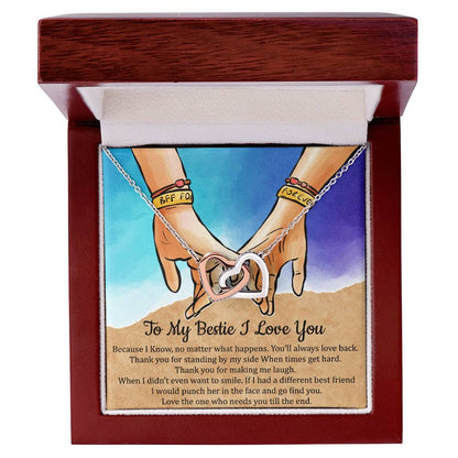 To My Bestie I Love You Interlocking Hearts Necklace