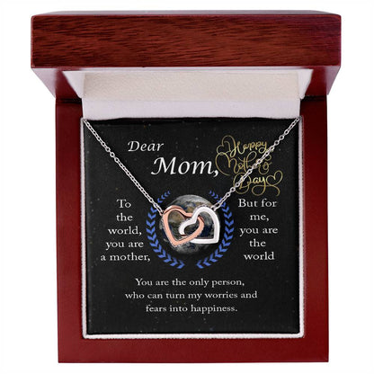 Dear Mom You Are The World Two Hearts Necklace Interlocking Hearts Necklace