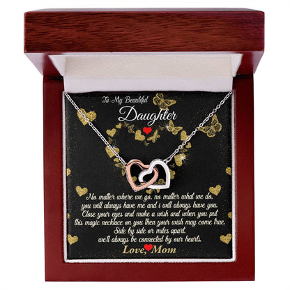 Connected By Our Hearts - To My Daughter Joined Hearts Necklace Interlocking Hearts Necklace