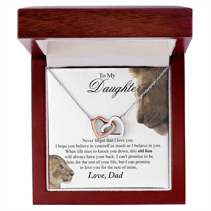 To My Daughter - Love Dad Interlocking Heart Interlocking Hearts Necklace
