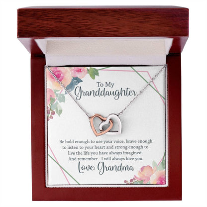 To My Granddaughter - Interlocking Hearts Necklace