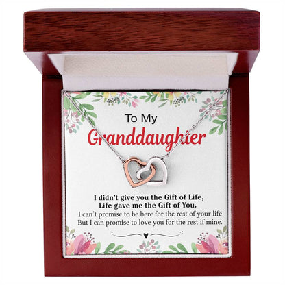 To My Granddaughter - I Love You For The Rest Of My Life Interlocking Hearts Necklace