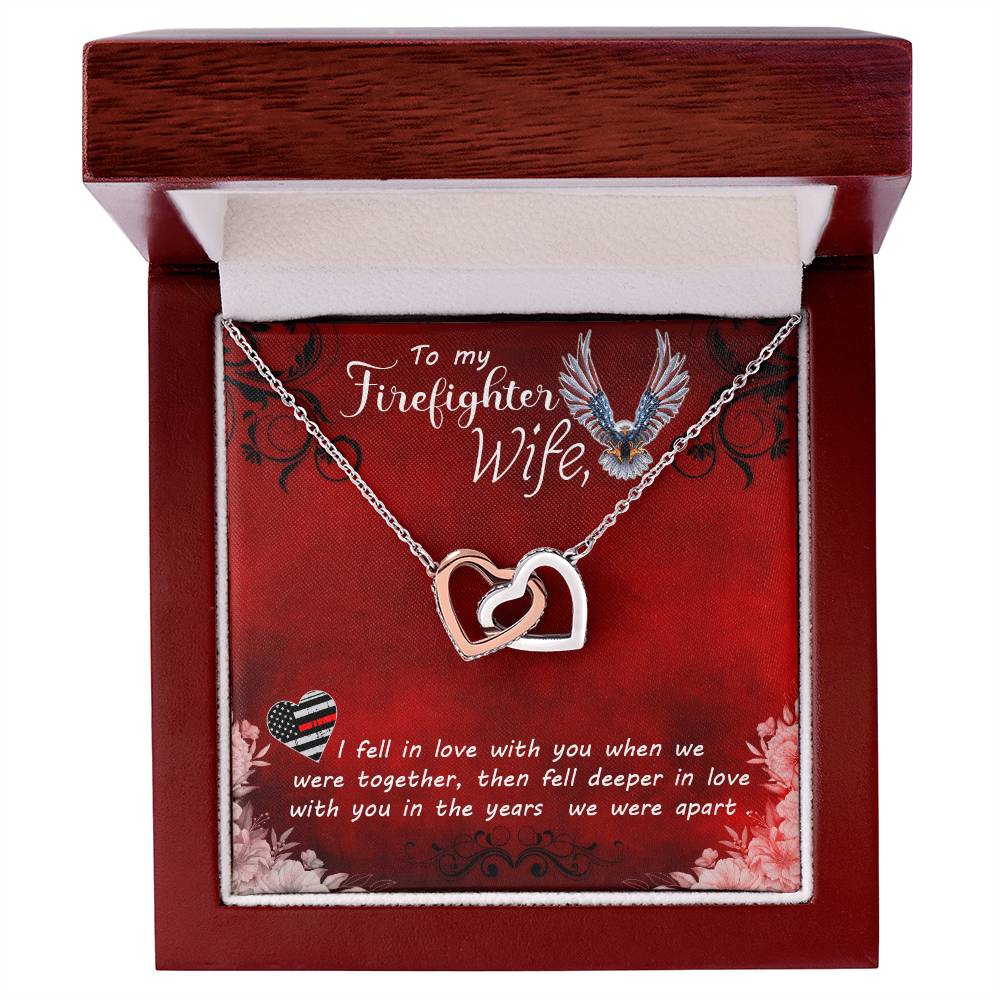 To My Firefighter Wife Necklace Interlocking Hearts Necklace