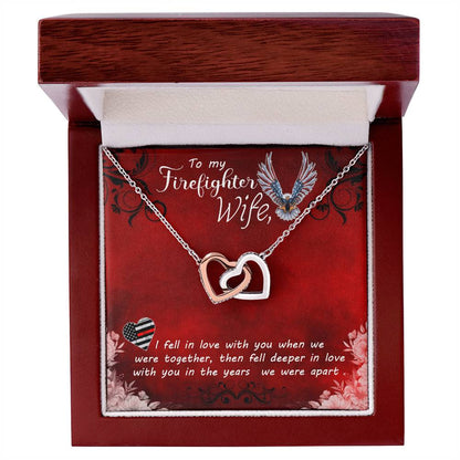 To My Firefighter Wife Necklace Interlocking Hearts Necklace