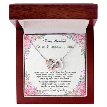To My Beautiful Great-Granddaughter Interlocking Hearts Necklace
