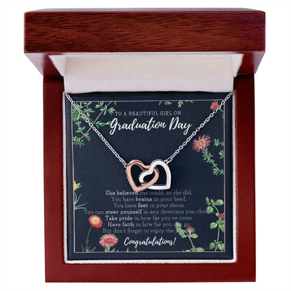 Graduation Gift Necklace For Daughter College Graduation Gift For Her High School Senior Graduation Mba Phd Master Class Of Interlocking Hearts Necklace