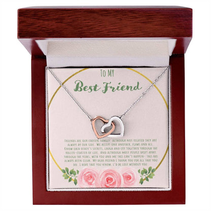 To My Bestfriend Our Friends Are Our Chosen Family Interlocking Hearts Necklace