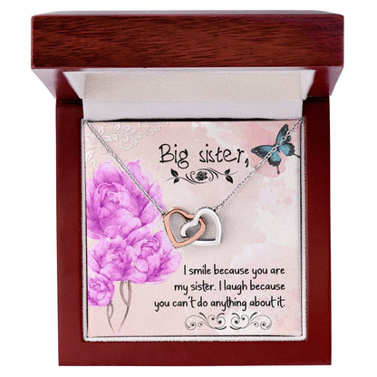 Gift For Big Sister Two Hearts Embellished Jewelry Interlocking Hearts Necklace