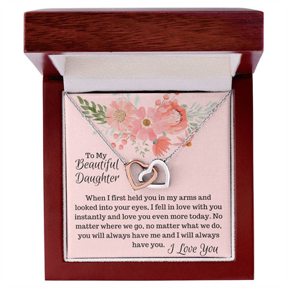 To My Beautiful Daughter - Interlocked Hearts Interlocking Hearts Necklace