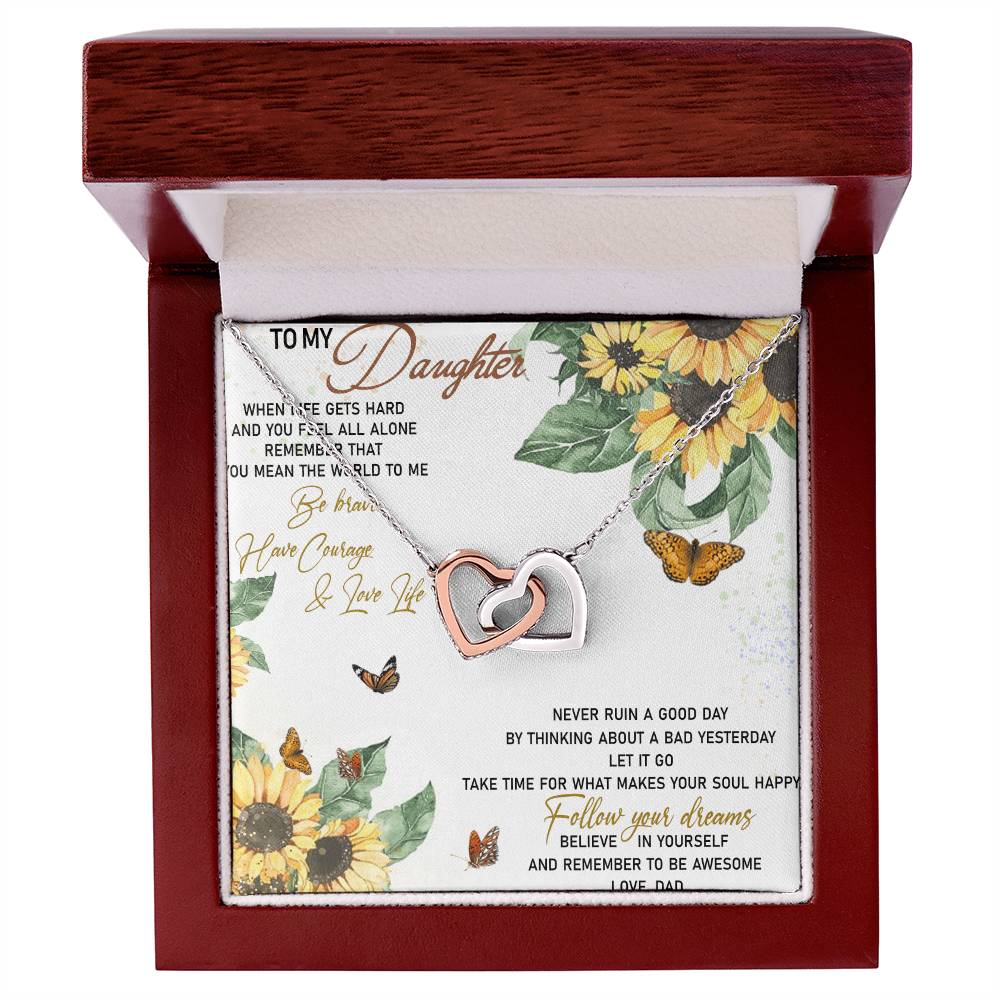 To My Daughter Interlocking Hearts Necklace Message Card