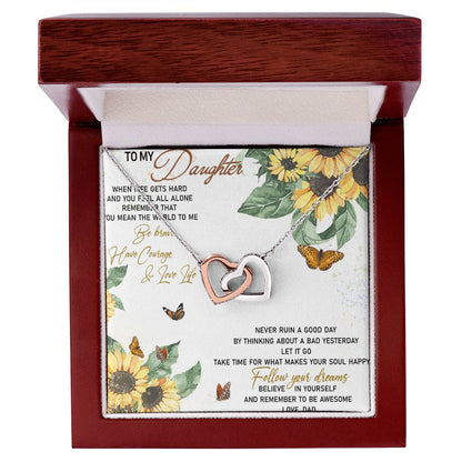 To My Daughter Interlocking Hearts Necklace Message Card
