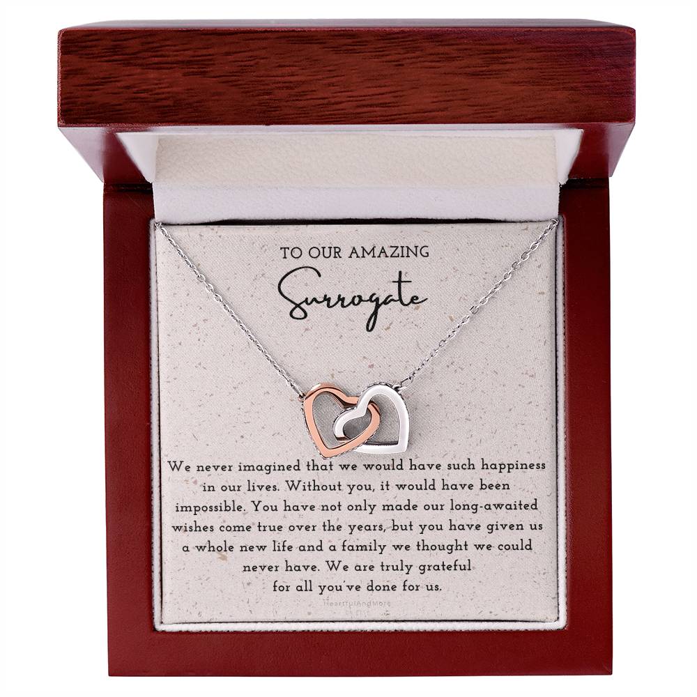 Surrogate Appreciation Gift Surrogate Gift Surrogate Gift With Message Card Surrogate Transfer Day Thank You Gift Interlocking Hearts Necklace