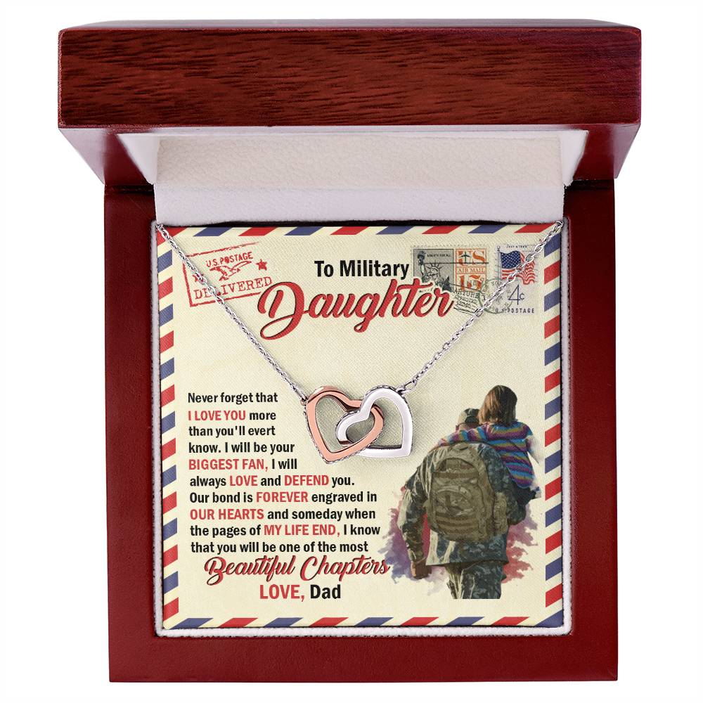 To Military Daughter - Gift For Daughter Gift For Daughter On Christmas Necklace For Daughter From Dad Interlocking Hearts Necklace