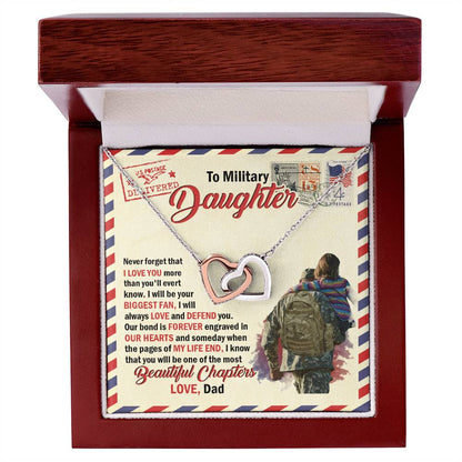 To Military Daughter - Gift For Daughter Gift For Daughter On Christmas Necklace For Daughter From Dad Interlocking Hearts Necklace