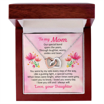 To My Mom - Our Special Bond Spans The Years - Necklace Interlocking Hearts Necklace