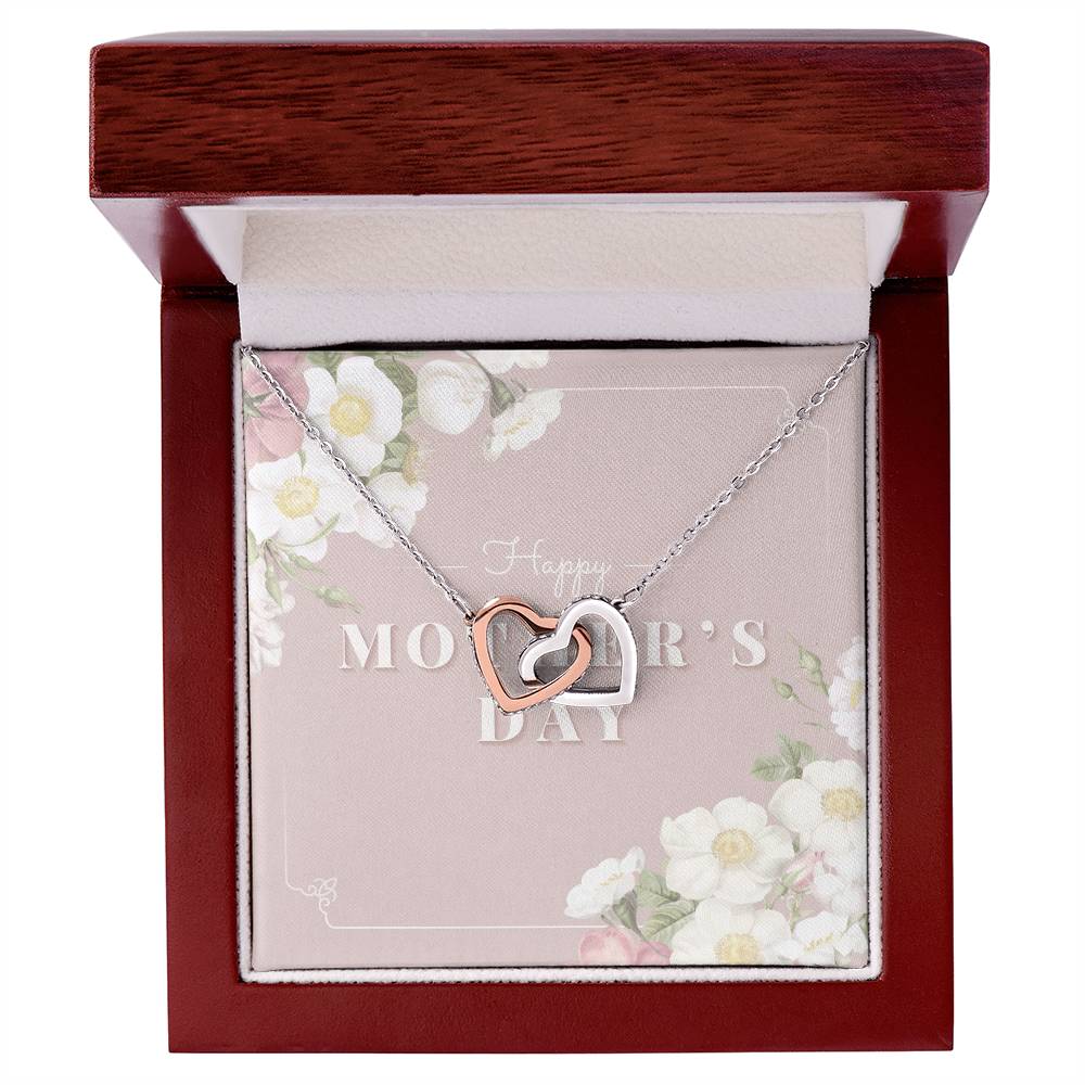 Mother Necklace Gift For Mom 14K White Gold Finish Pendant Mother'S Day Gift Interlocking Hearts Necklace