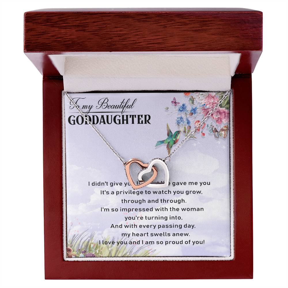 To My Goddaughter Interlocking Hearts Necklace Message Card