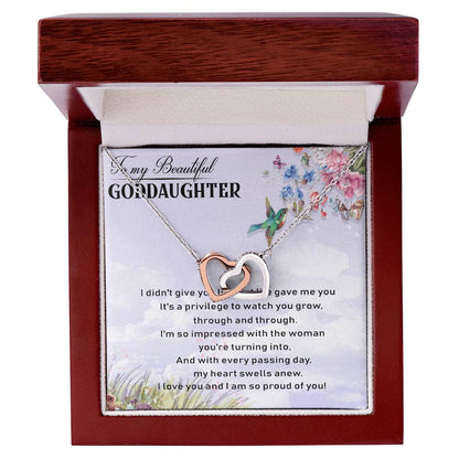 To My Goddaughter Interlocking Hearts Necklace Message Card