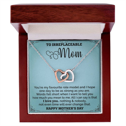 Mom Is My Favourite Role Modle - Interlocked Together Necklace - Mothers Day Interlocking Hearts Necklace