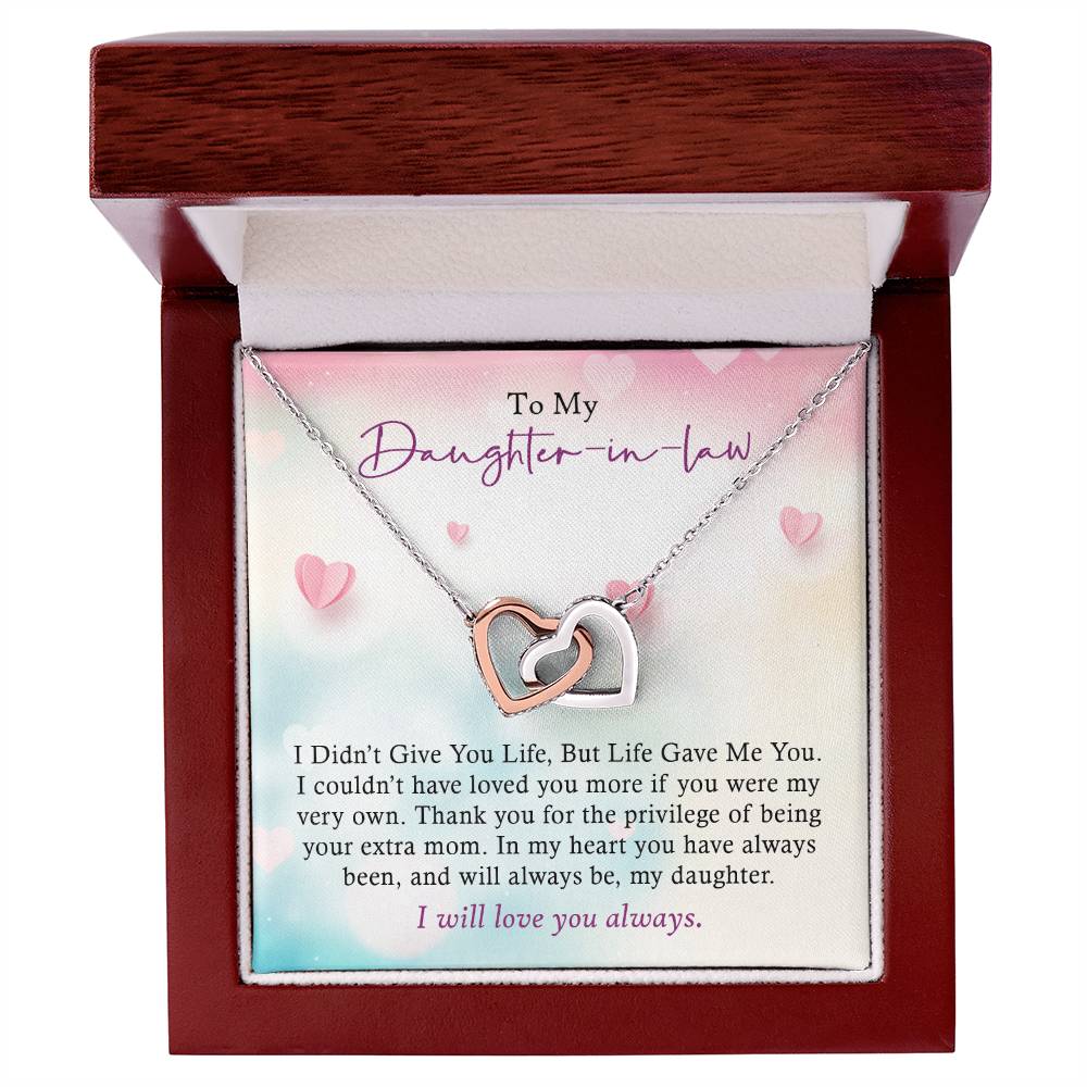 To My Daughter-In-Law - I Will Love You Always - Necklace Interlocking Hearts Necklace