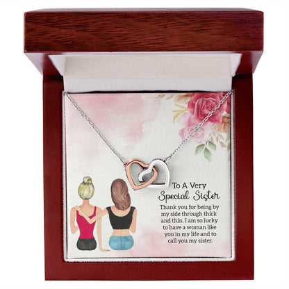 Gift For Sister - Being By My Side Necklace Interlocking Hearts Necklace