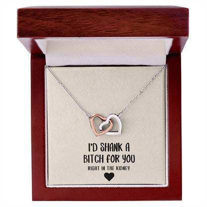 I'D Shank A Bitch For You Soul Sister Interlocking Heart Necklace Best Friend Gift Bff Gift Interlocking Hearts Necklace