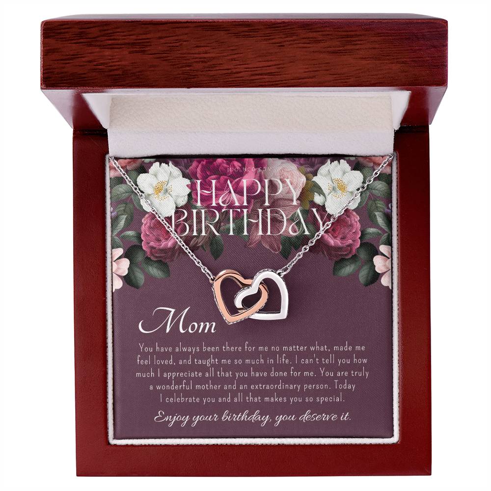 Mother'S Birthday Gift Necklace For Mom'S Birthday Elegant Gift For Mom From Daughter & Son Best Mom Gift Message Card Elegant Gift Interlocking Hearts Necklace