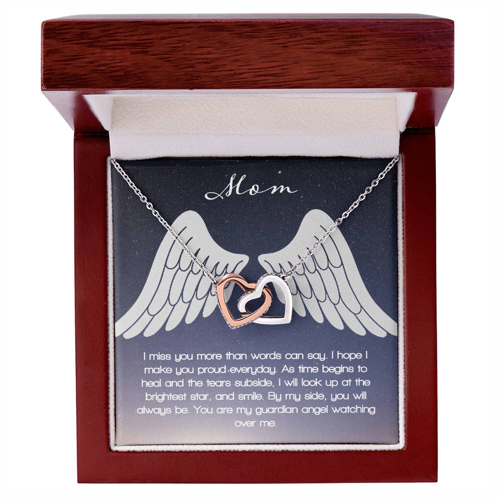 Guardian Angel - Mom Interlocking Hearts Necklace