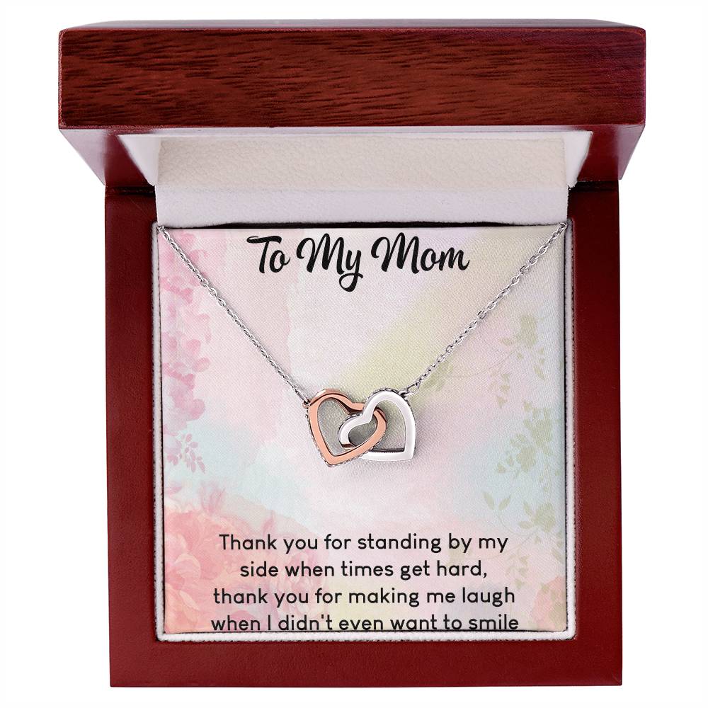 To My Mom Interlocking Hearts Necklace Message Card