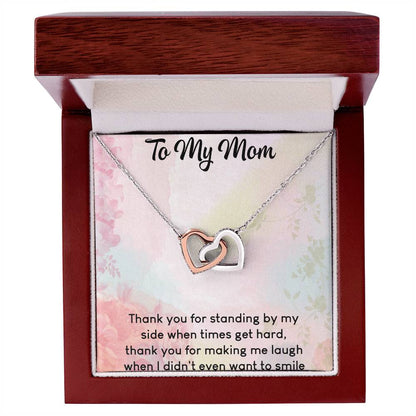 To My Mom Interlocking Hearts Necklace Message Card