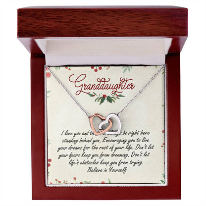 Granddaughter Interlocking Hearts Necklace Message Card