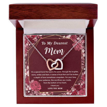 Infinity Love - To My Dearest Mom Necklace Interlocking Hearts Necklace