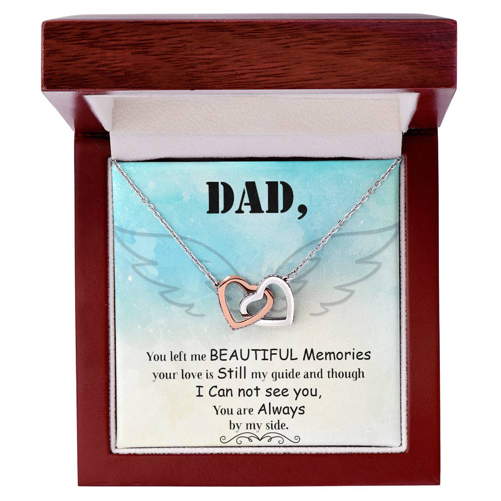 Dad - You Left Me Beautiful Memories - Necklace Interlocking Hearts Necklace