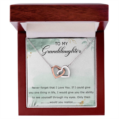 To My Granddaughter Interlocking Hearts Necklace Message Card