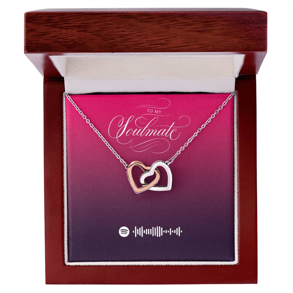 Soulmate Personalized Spotify Code Necklace - Kpop Fan Gift - Unique Valentines Day Gift For Her Interlocking Hearts Necklace