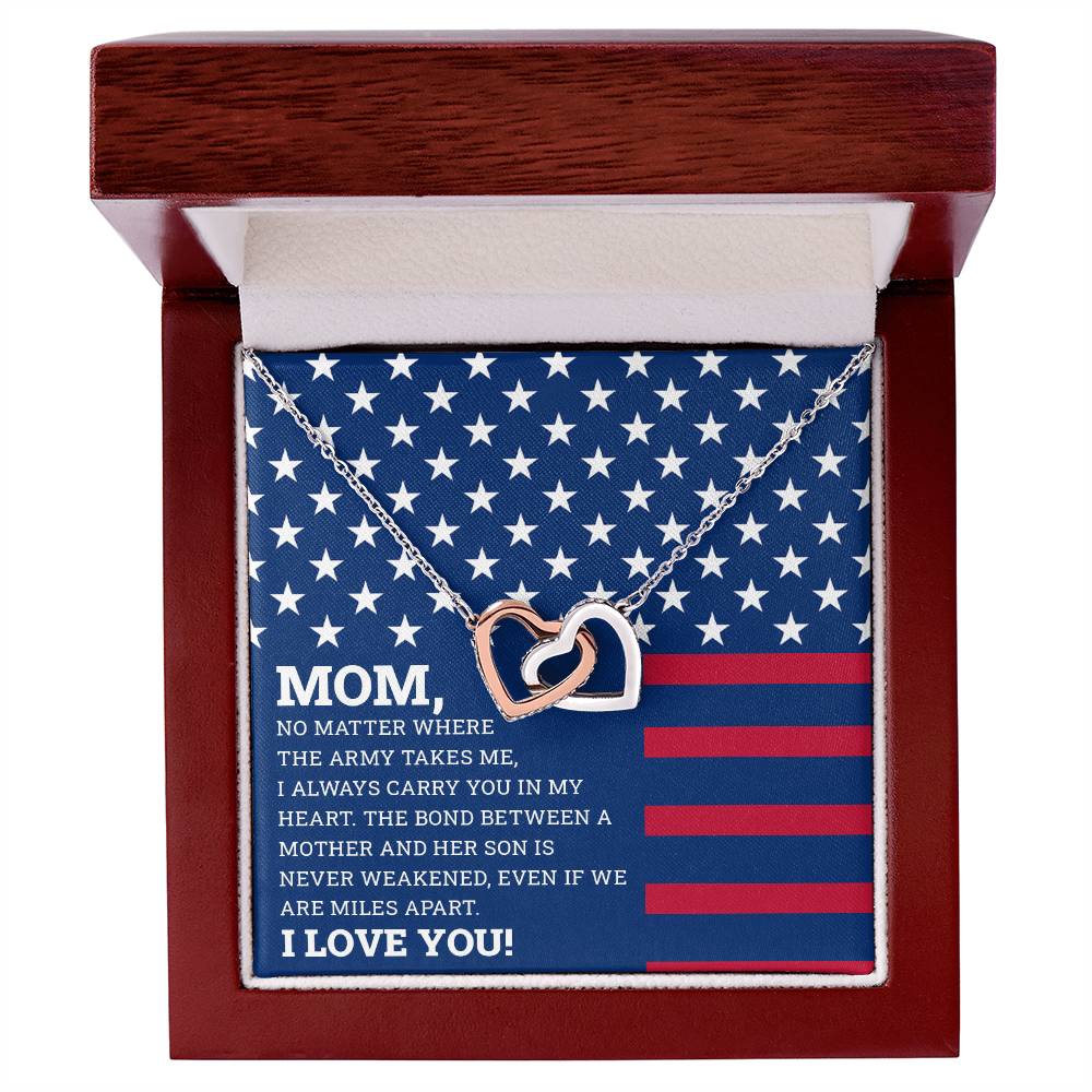 To My Mom - I Love You Message - Tmm05 Interlocking Hearts Necklace