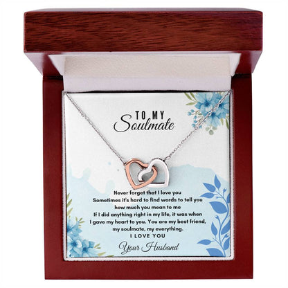 To My Soulmate Interlocking Hearts Necklace