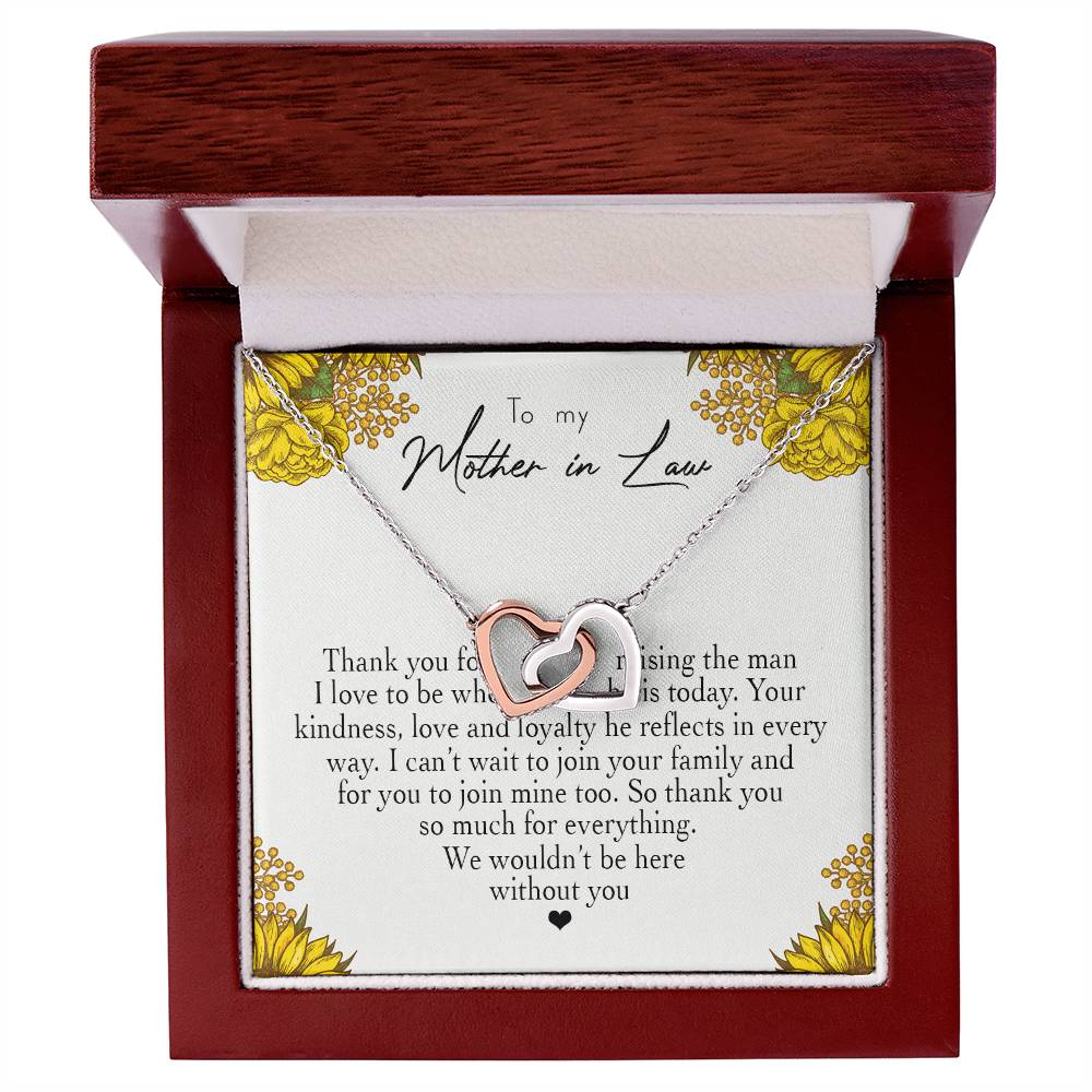 To My Mother In Law Thank You For Raising The Man I Love Heart Necklace Interlocking Hearts Necklace