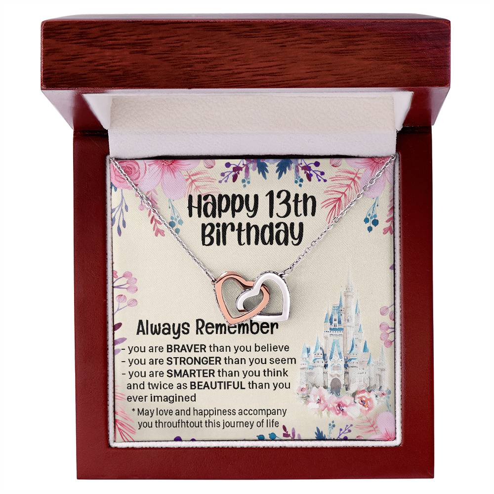 Happy 13Th Birthday Gift For Daughter Gift For 13 Years Old Birthday Teen Girl Daughter Necklace Gift Interlocking Hearts Necklace