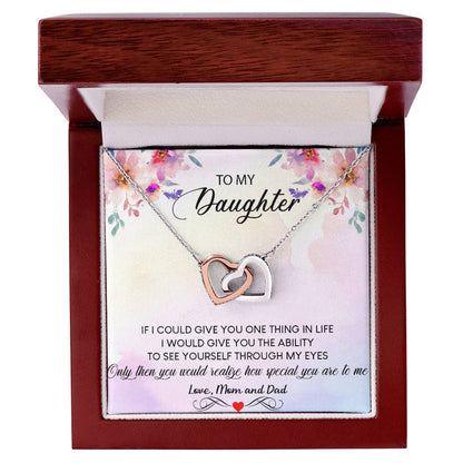 To My Daughter Necklace Daughter Necklace From Mom And Dad Personalized Daughter Interlocking Hearts Necklace Gift Daughter Birthday Gift