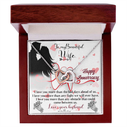 Love Birthday To My Beautiful Wife. Interlocking Hearts Necklace