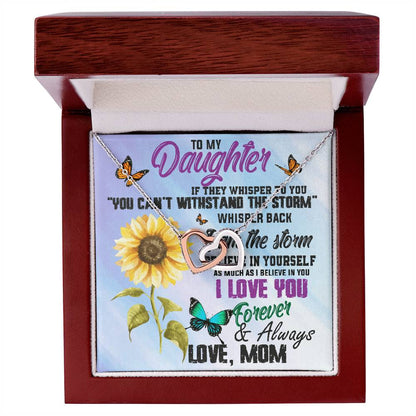 To My Daughter Necklace -Whisper The Storm Interlocking Hearts Necklace
